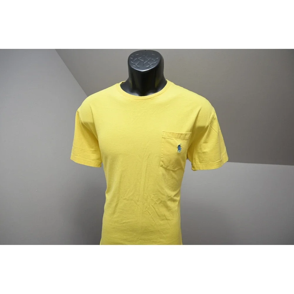 Polo Ralph Lauren T-Shirt Men Medium Yellow Pocket Short Sleeve‎ Classic Pony
